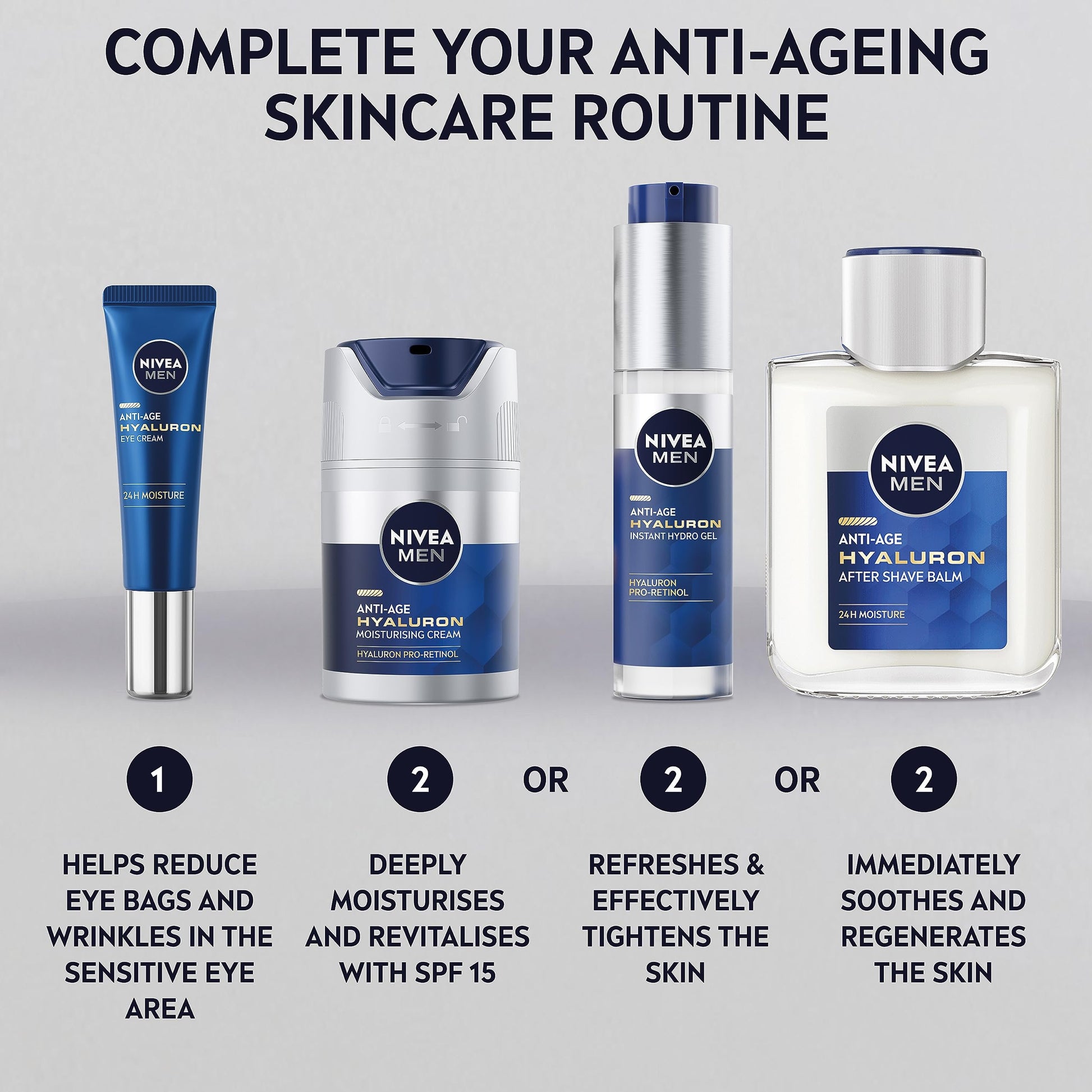 Anti-Age Hyaluron Eye Cream 15ml, Men's Eye Cream with Hyaluronic Acid