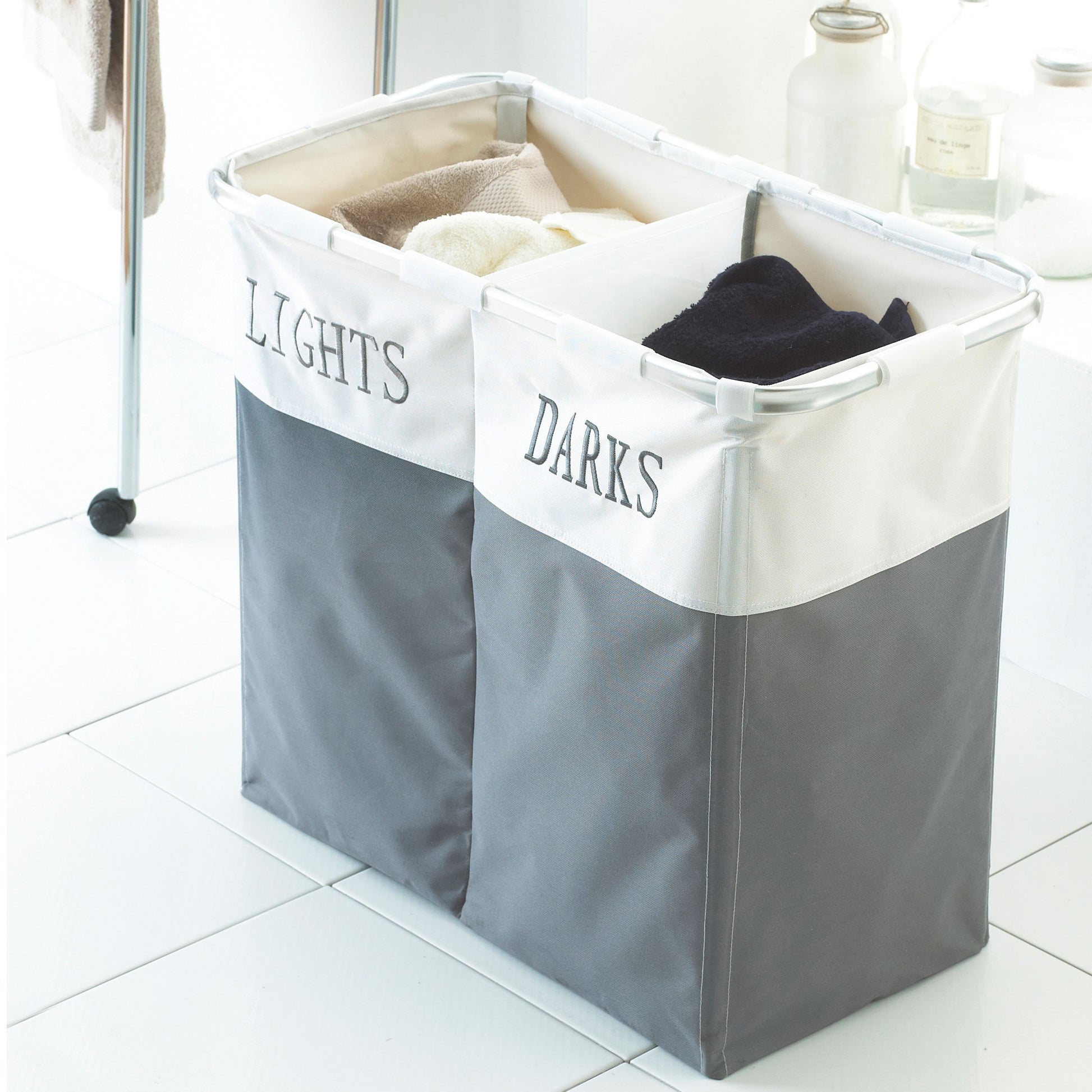 COUNTRY CLUB Lights and Dark Folding Laudry Basket Hamper Washing