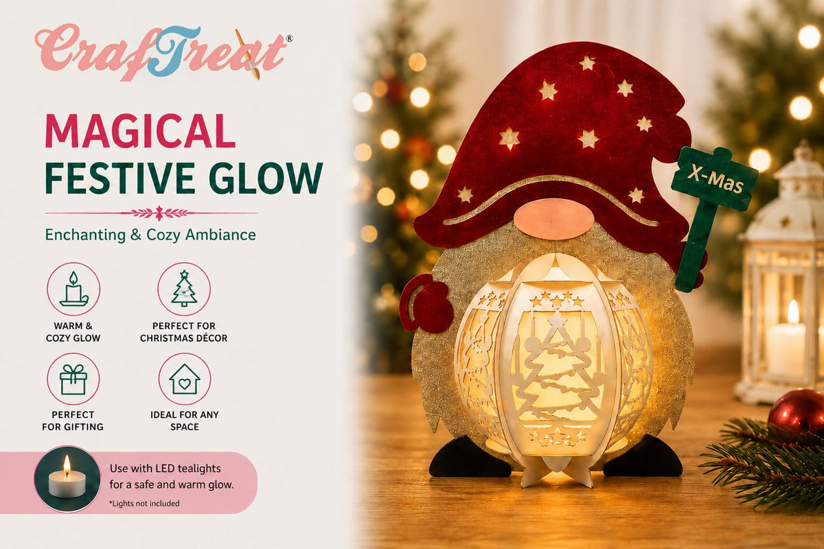CrafTreat Gnome Paper Lantern DIY Christmas Craft Kit