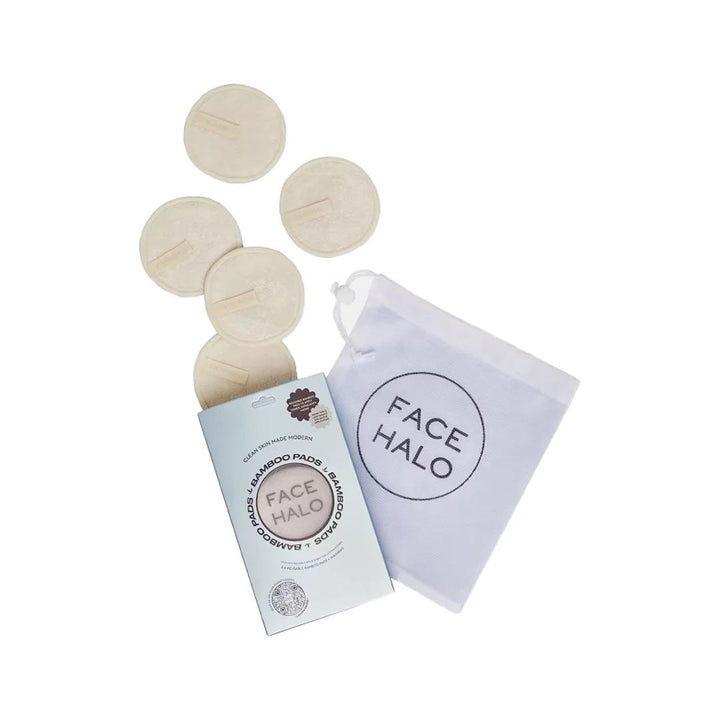 Face Halo Washable Bamboo Makeup Remover Pads & Wash Bag, 8 Reusable Face Pads