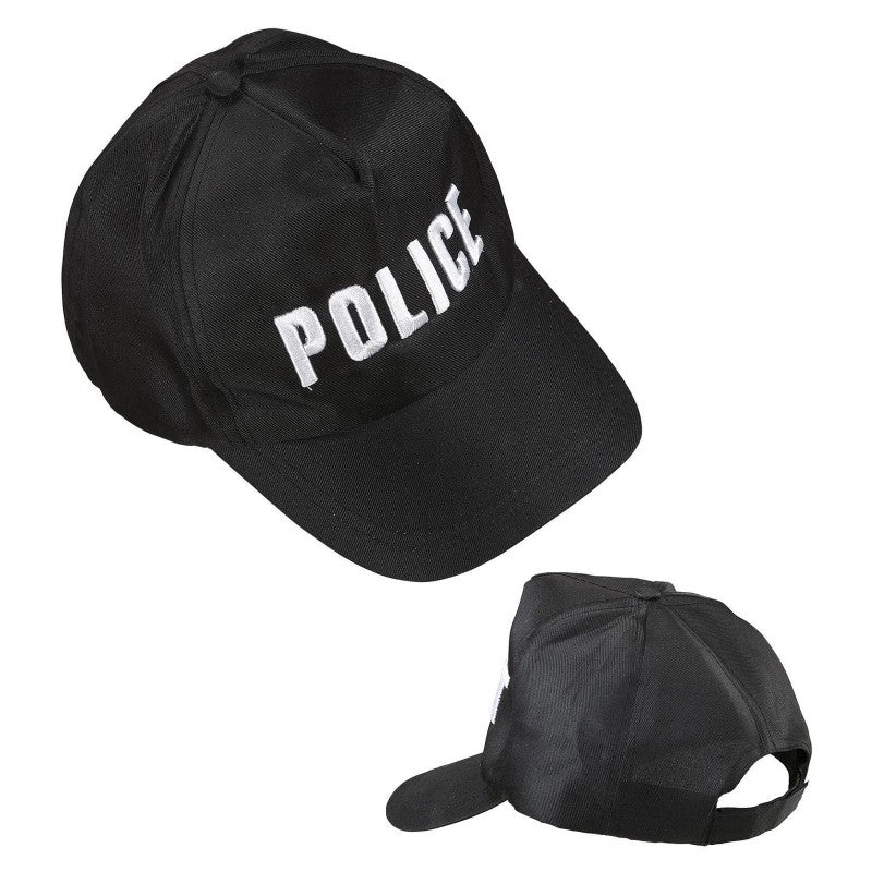 Police Adjustable Cap Black Fancy Dress Hat Widmann 03606