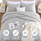 Swift Home Full/Queen Gray Comforter Set - 3 Piece Tufted Pom Poms
