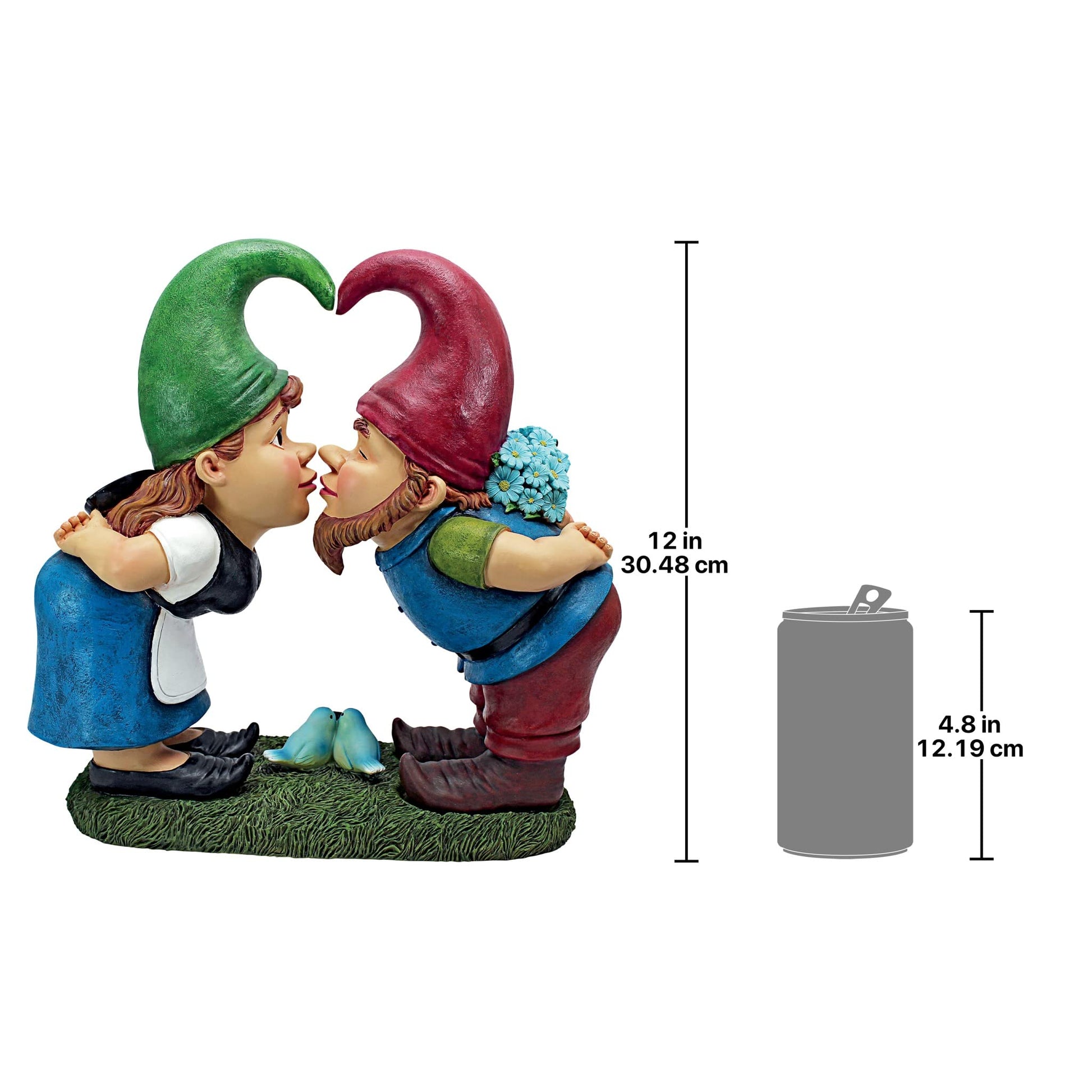 Gnomes Garden Statue Ornament by Design Toscano Kiss and Tell Lover, Large 30cm
