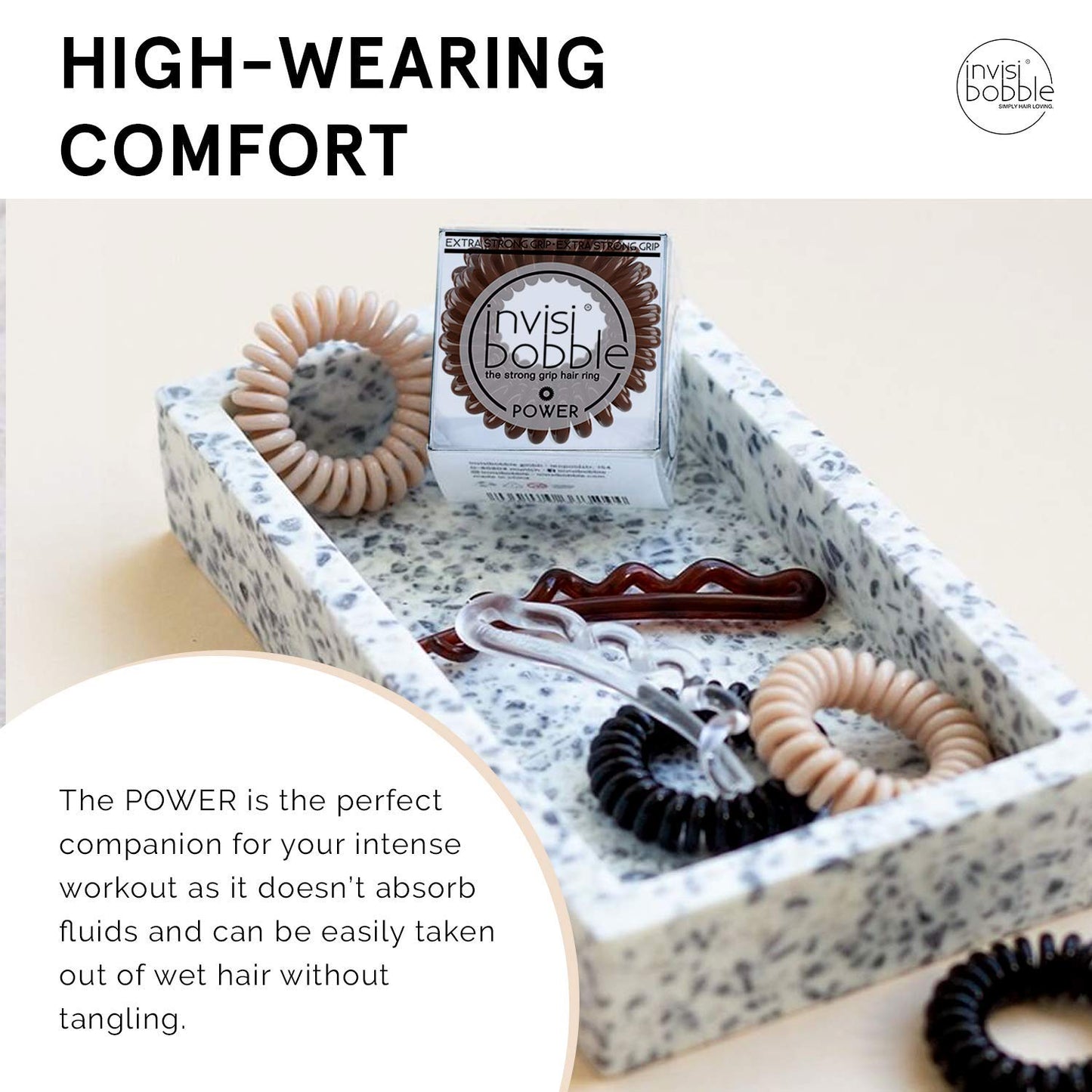 INVISIBOBBLE Power Hair Ties 3 Pack Pretzel Brown Extra Strong Grip Hair Ring