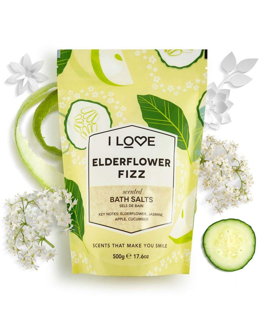 I LOVE Signature Elderflower Fizz Scented Bath Salts 500g - All Natural Ingredients