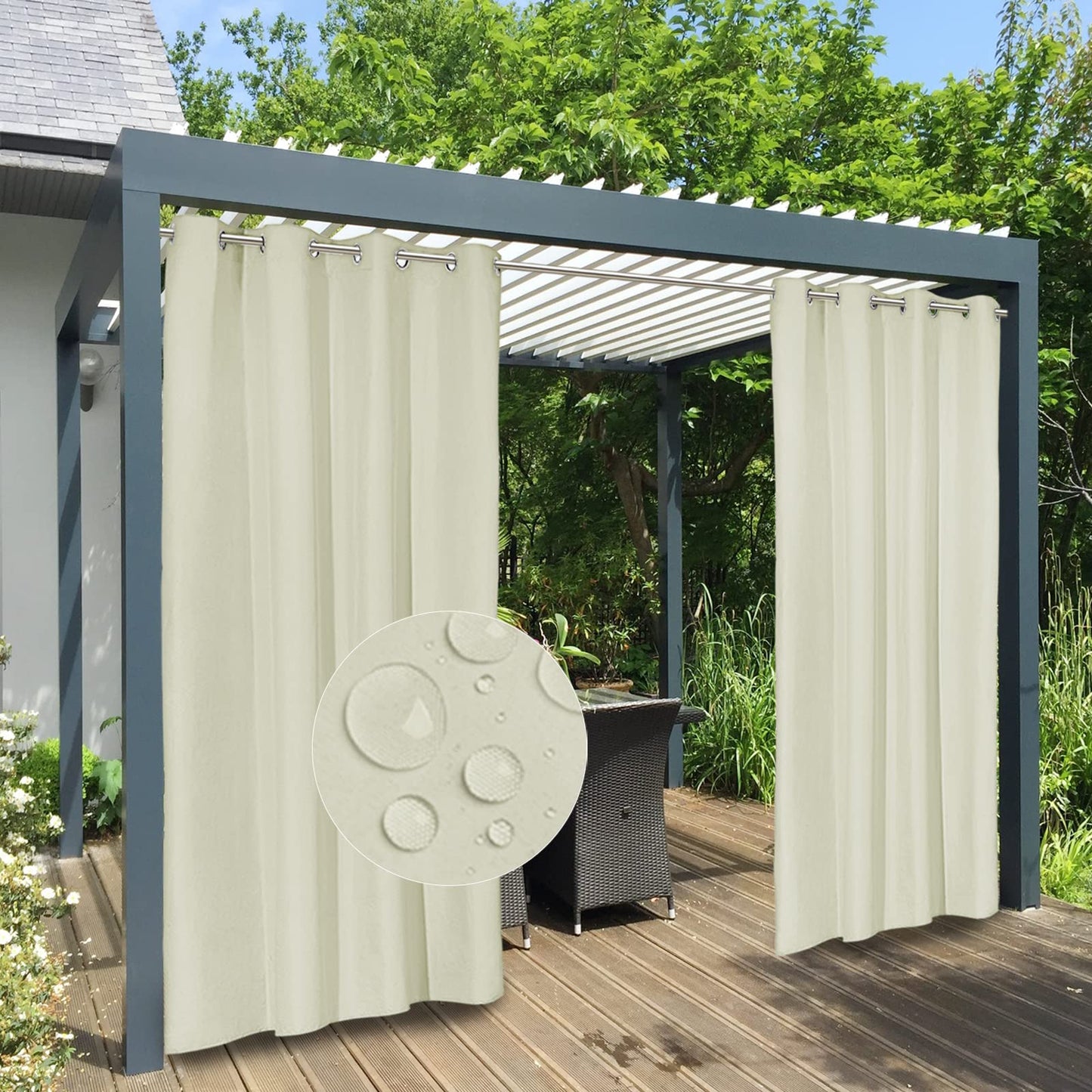 100% Waterproof Outdoor Curtains 54x84 Inch Patio Panels for Gazebo's