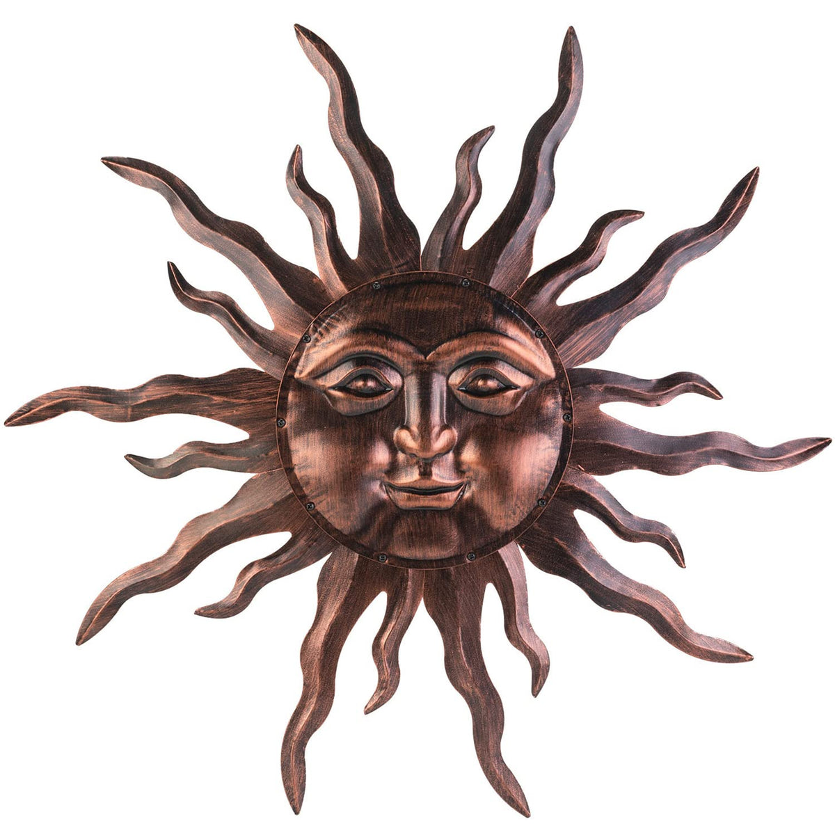 Large Metal Sun Wall Art Decor- 30 inches Sun Wall Hanging Bronze Decoration for Indoor Outdoor
