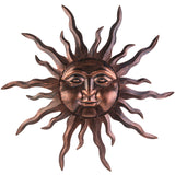 Large Metal Sun Wall Art Decor- 30 inches Sun Wall Hanging Bronze Decoration for Indoor Outdoor