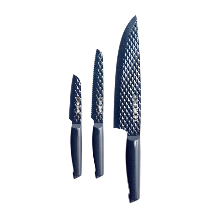 Blue Diamond 3 Piece Knife Set 20cm Chef 13cm Serrated 9cm Paring