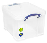Really Useful Box 35L Clear Plastic Storage Box with Secure Lid