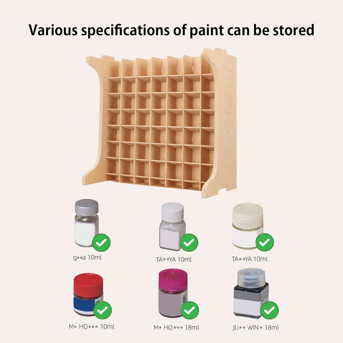 Bucasso Paint Rack Organizer 49 Holes - 10ml/18ml MR HOBBY Storage - Model Tool Storage with MDF Material, Craft Paint Holder Rack
