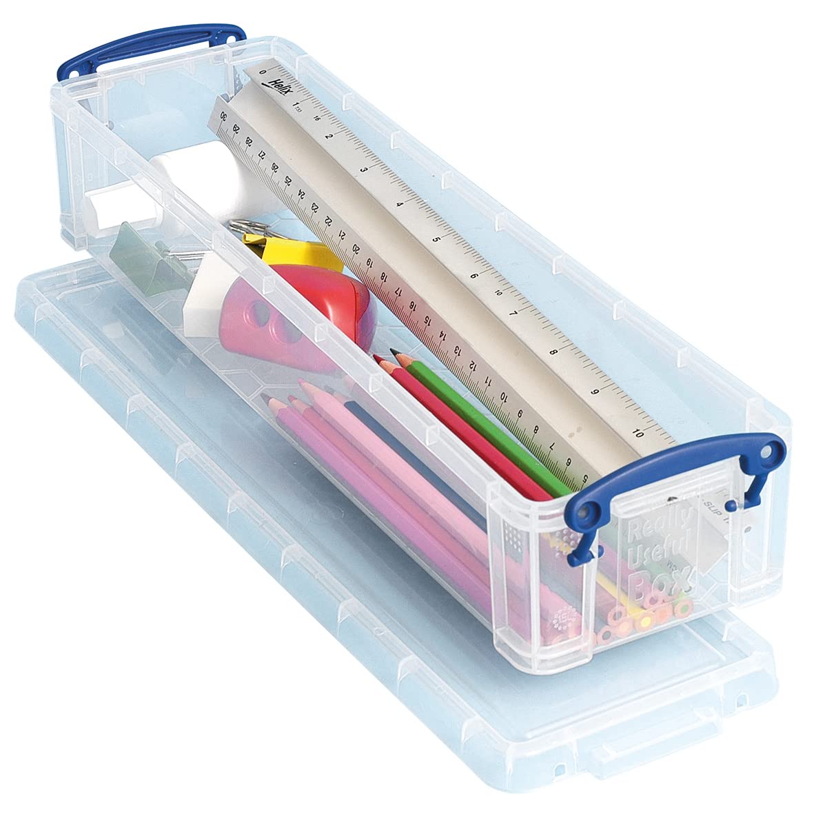 Really Useful Box 1.5 Litre Clear Plastic Storage Container 4x Pack with Clip Handles