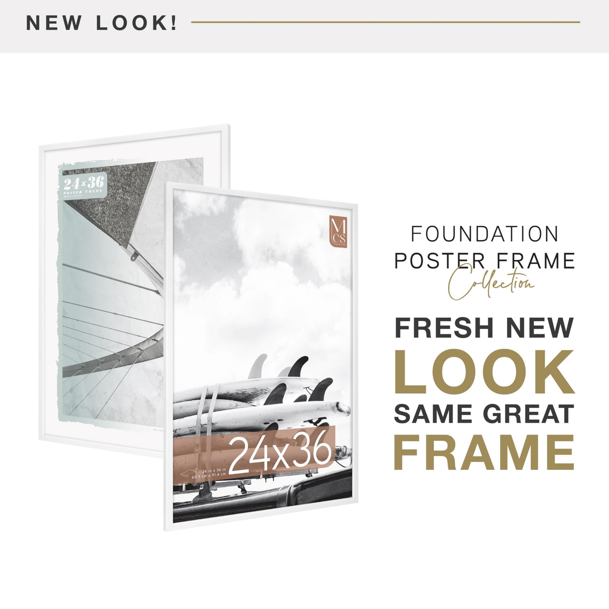 MCS Gallery Foundation 24x36 Poster Frame White, Vertical & Horizontal Wall Hanging Large Picture Frame for Photos, Posters & Art Prints