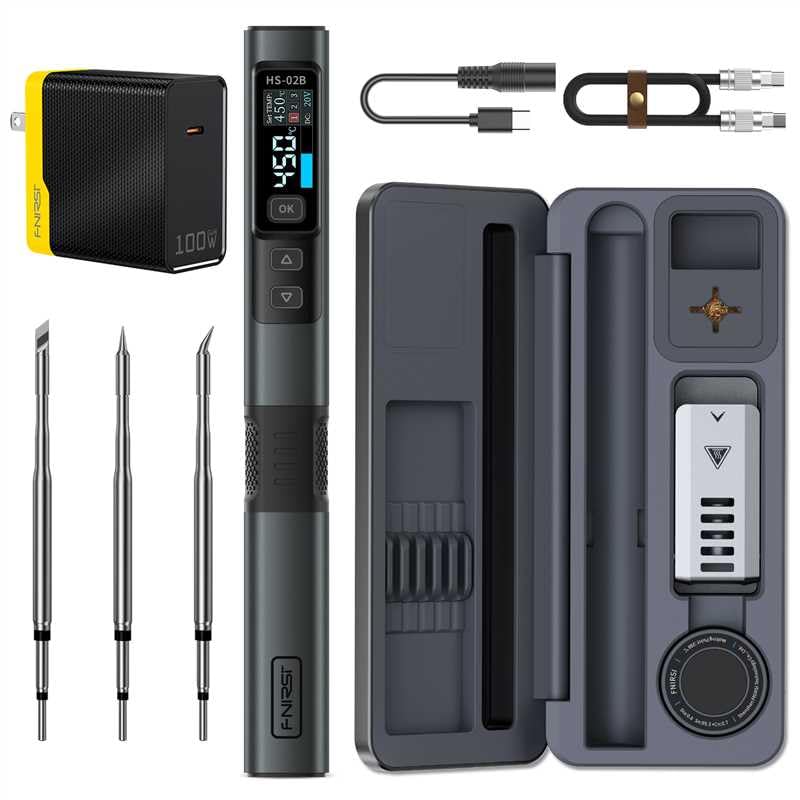 FNIRSI HS-02B 100W Portable Soldering Iron Kit with Storage Case & Accessories