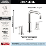 Delta Nicoli Widespread Bathroom Faucet Chrome 3 Hole Sink with 2 Handles