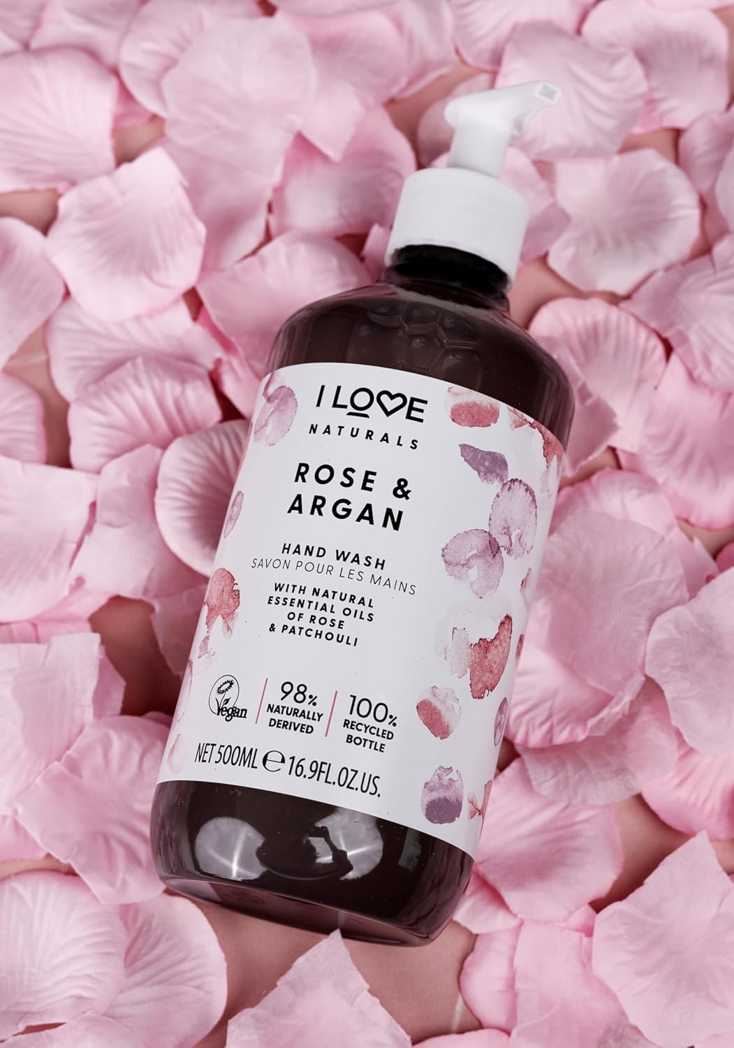 I LOVE Naturals Rose & Argan Hand Wash - Natural Essentials Oil Formula