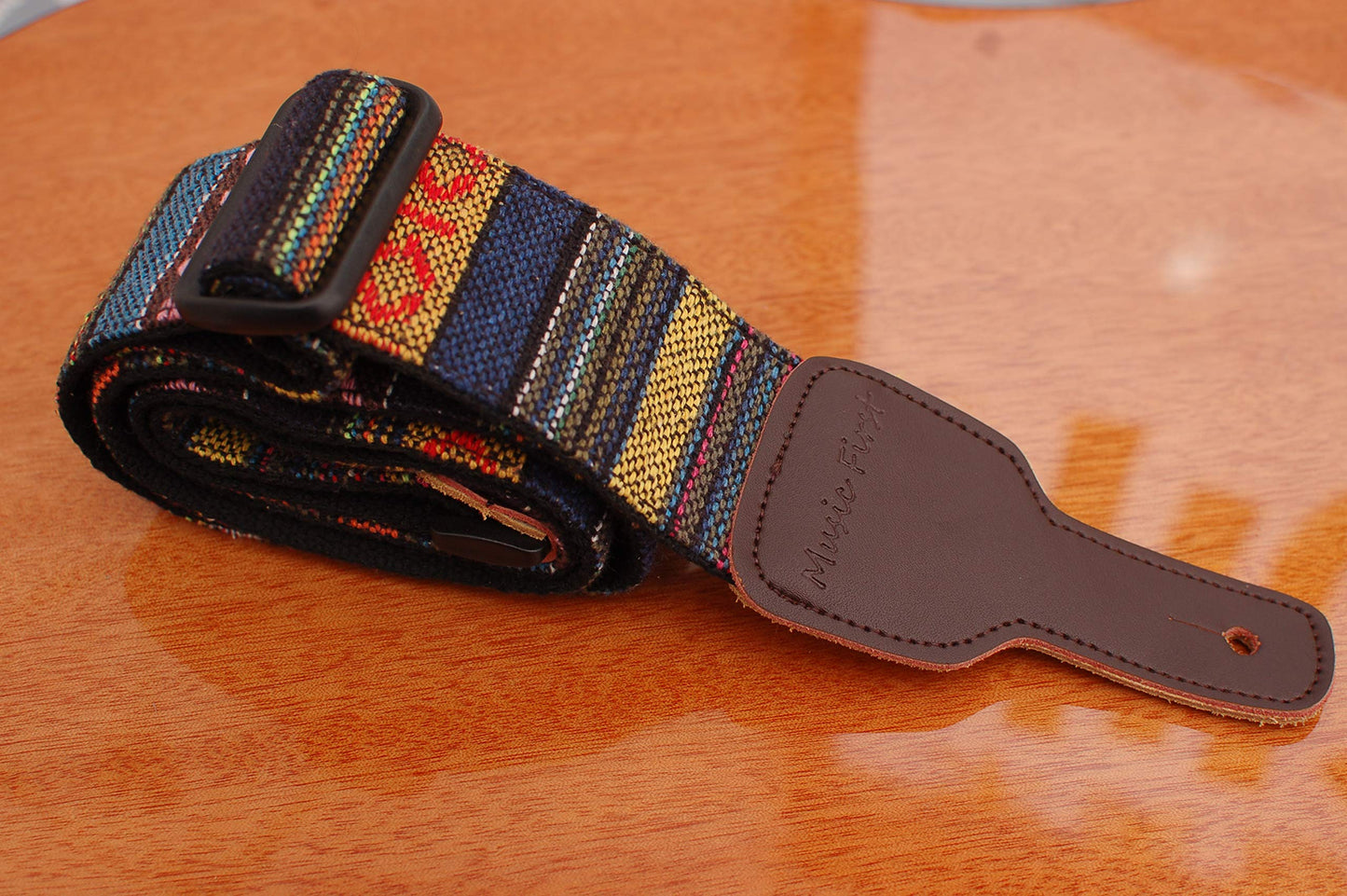 MUSIC FIRST Banjo Strap 2 Inch, Genuine Leather & Cotton Country Style