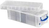 Really Useful Box 6.5 Litre Clear Plastic Storage Container 4x Pack with Clip Handles
