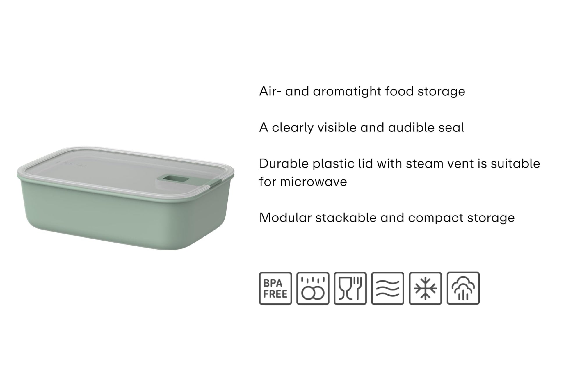 Mepal EasyClip Food Container 1500ml Airtight and Leakproof - Nordic Green Sage