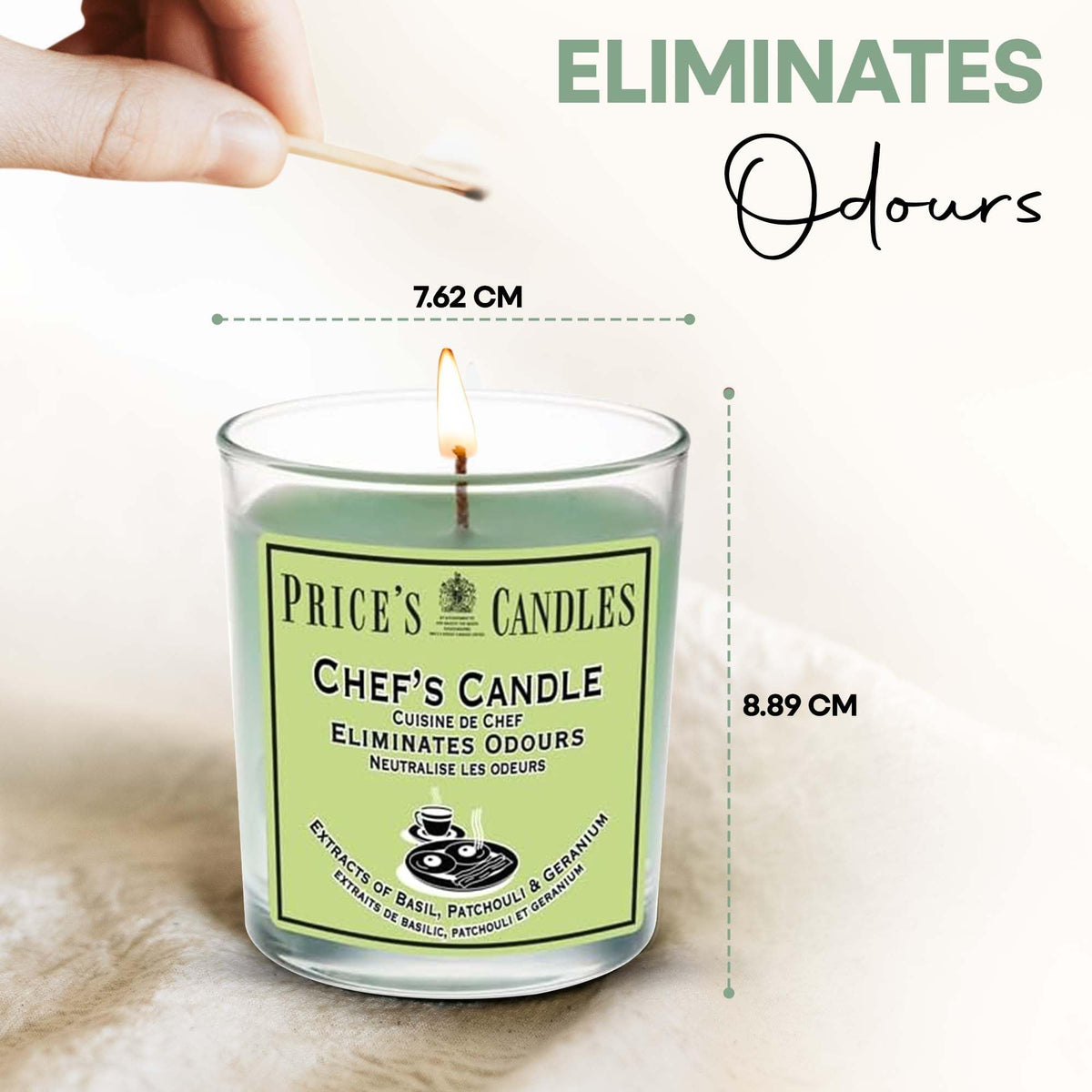 Price's Chef's Jar Candle Fresh Scented Odour Reducing Basil Patchouli