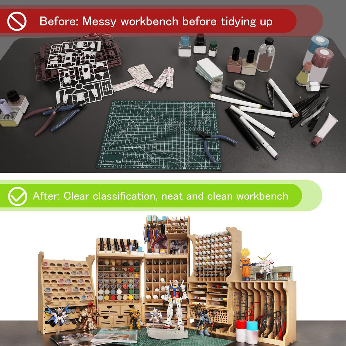 Bucasso Paint Rack Organizer 49 Holes - 10ml/18ml MR HOBBY Storage - Model Tool Storage with MDF Material, Craft Paint Holder Rack