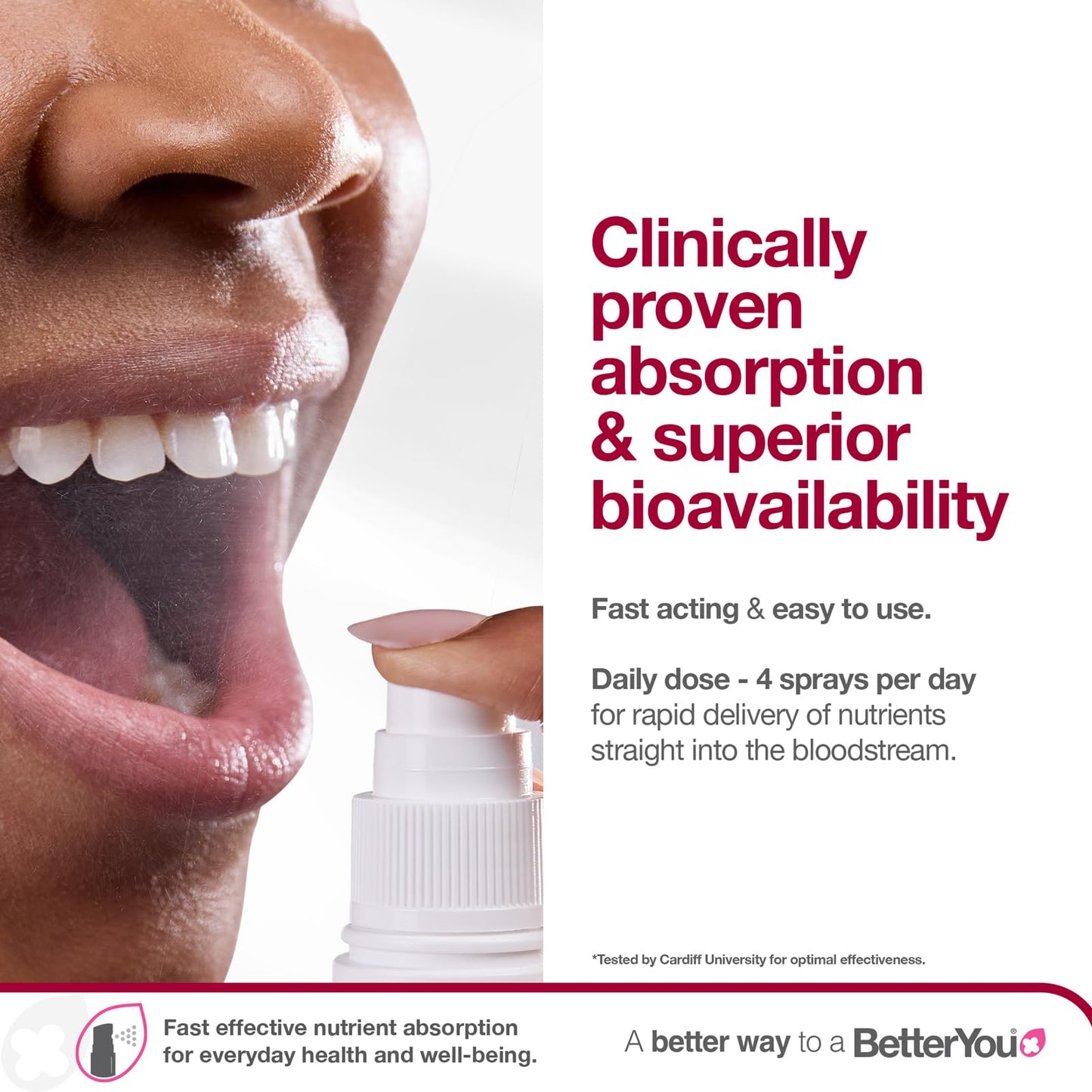 BetterYou Iron Oral Spray 25ml - Fast Acting Iron 5mg Liquid Supplement