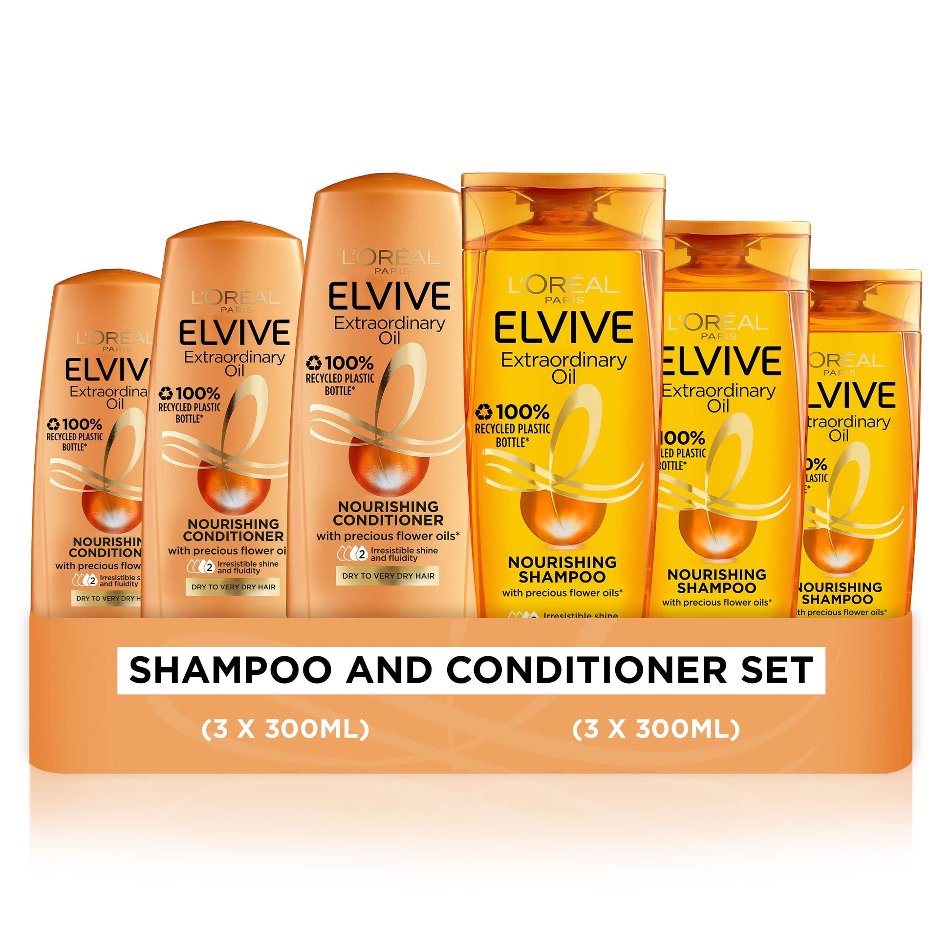 L'Oreal Elvive Extraordinary Oil Shampoo 3x 400ml & Conditioner 3x300ml Set
