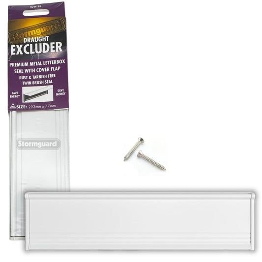 Stormguard Letter Box Cover Internal External with Draught Brush & Flap - White