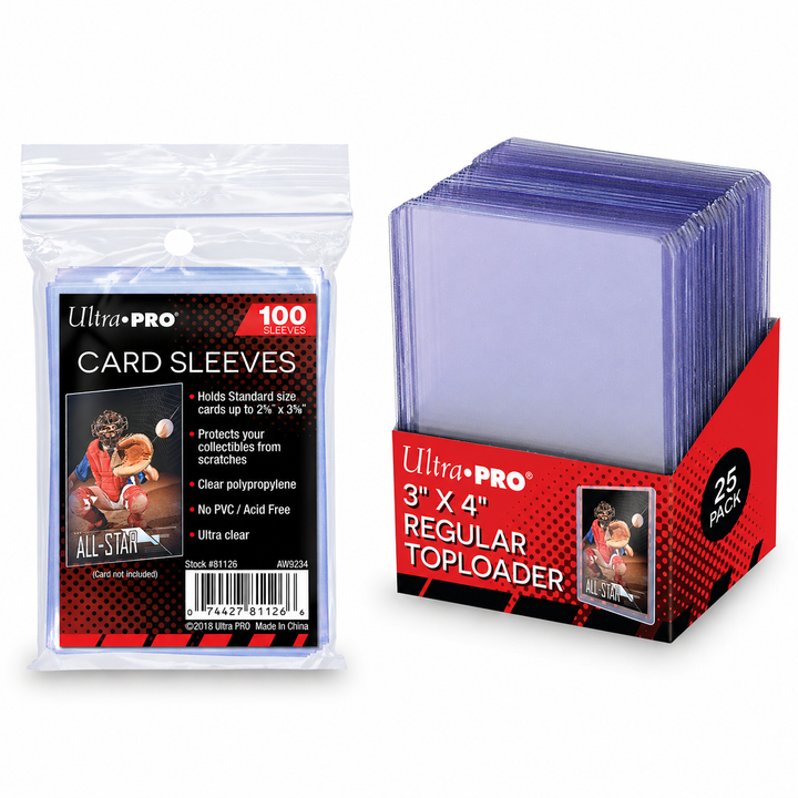 Ultra Pro Toploaders & Soft Sleeves Bundle for Yugioh, Pokemon, MTG Trading Cards