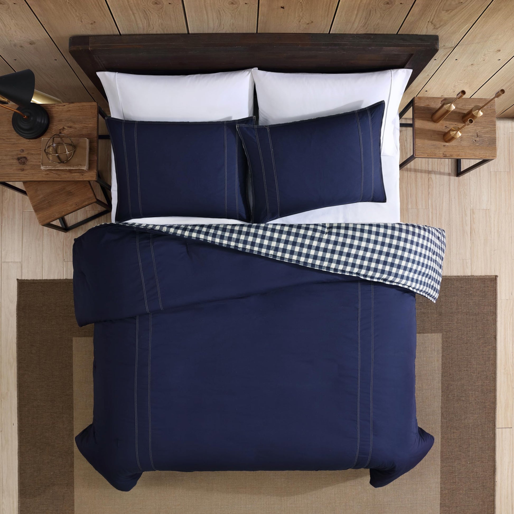 Eddie Bauer Kingston Reversible Comforter Set Full/Queen Navy