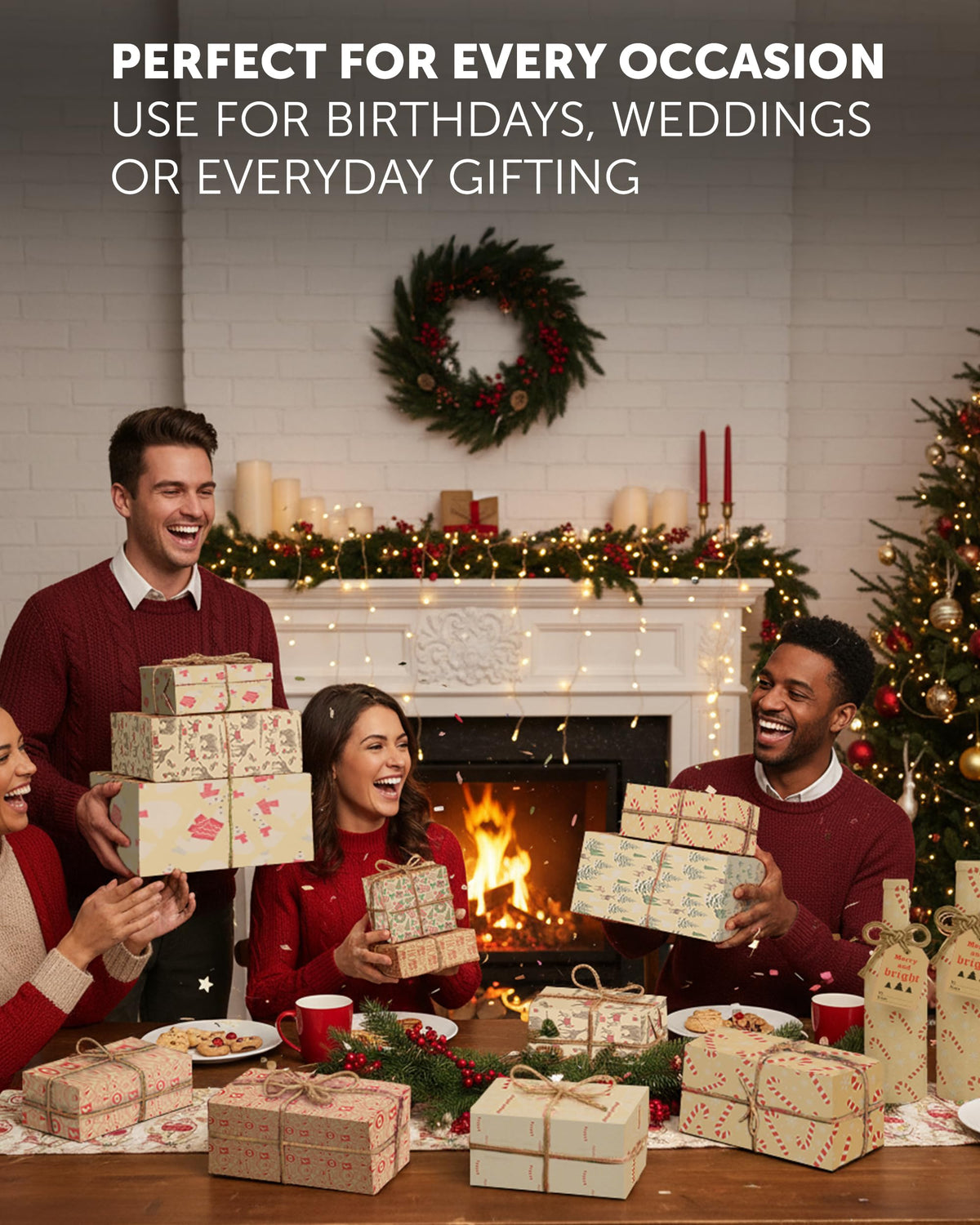 Kraft & Co Christmas Wrapping Paper 12 Sheets with Tags & Twine