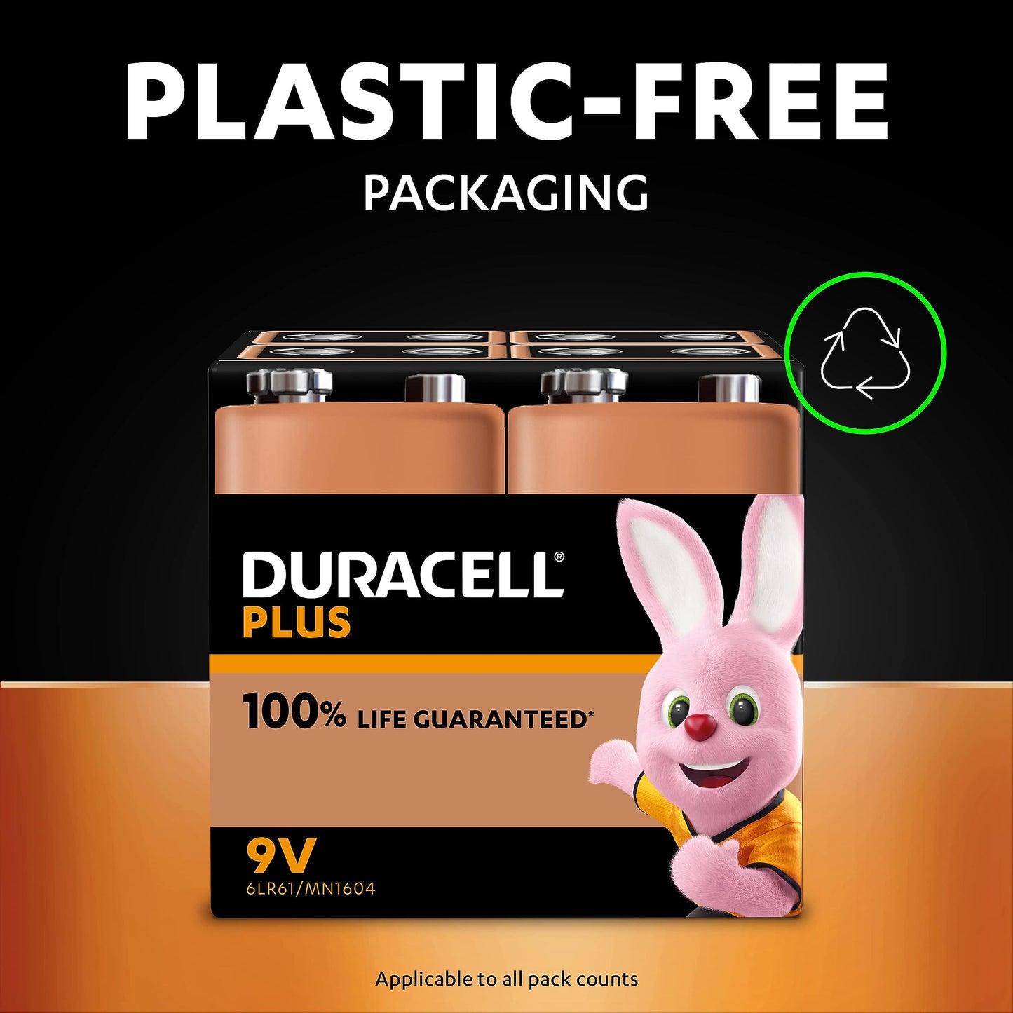 Duracell Plus 9V Batteries 2 Pack - Alkaline Power Guaranteed