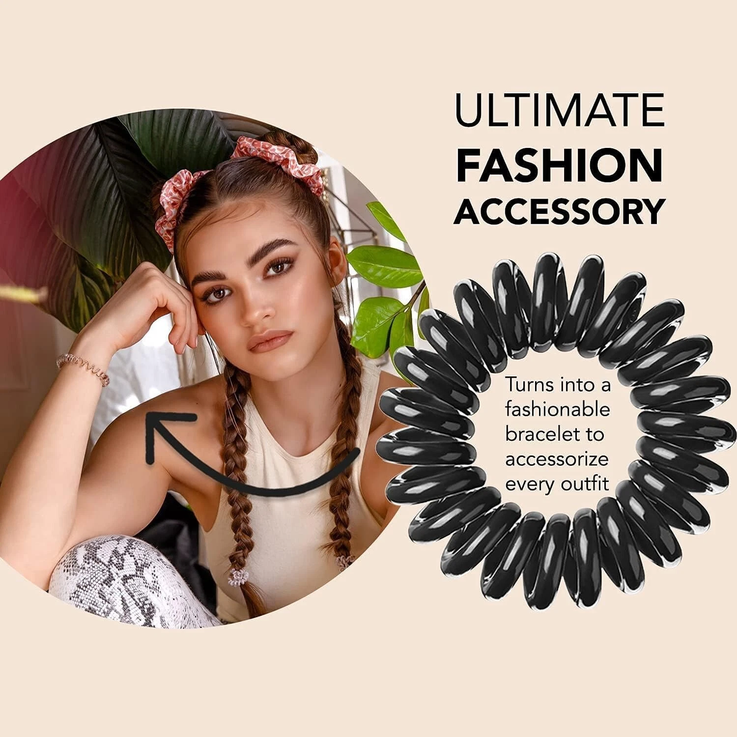 INVISIBOBBLE Original Black Spiral Hair Tie 3x3 Pack Traceless Strong Hold Hair Rings