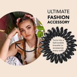 INVISIBOBBLE Original Black Spiral Hair Tie 3x3 Pack Traceless Strong Hold Hair Rings