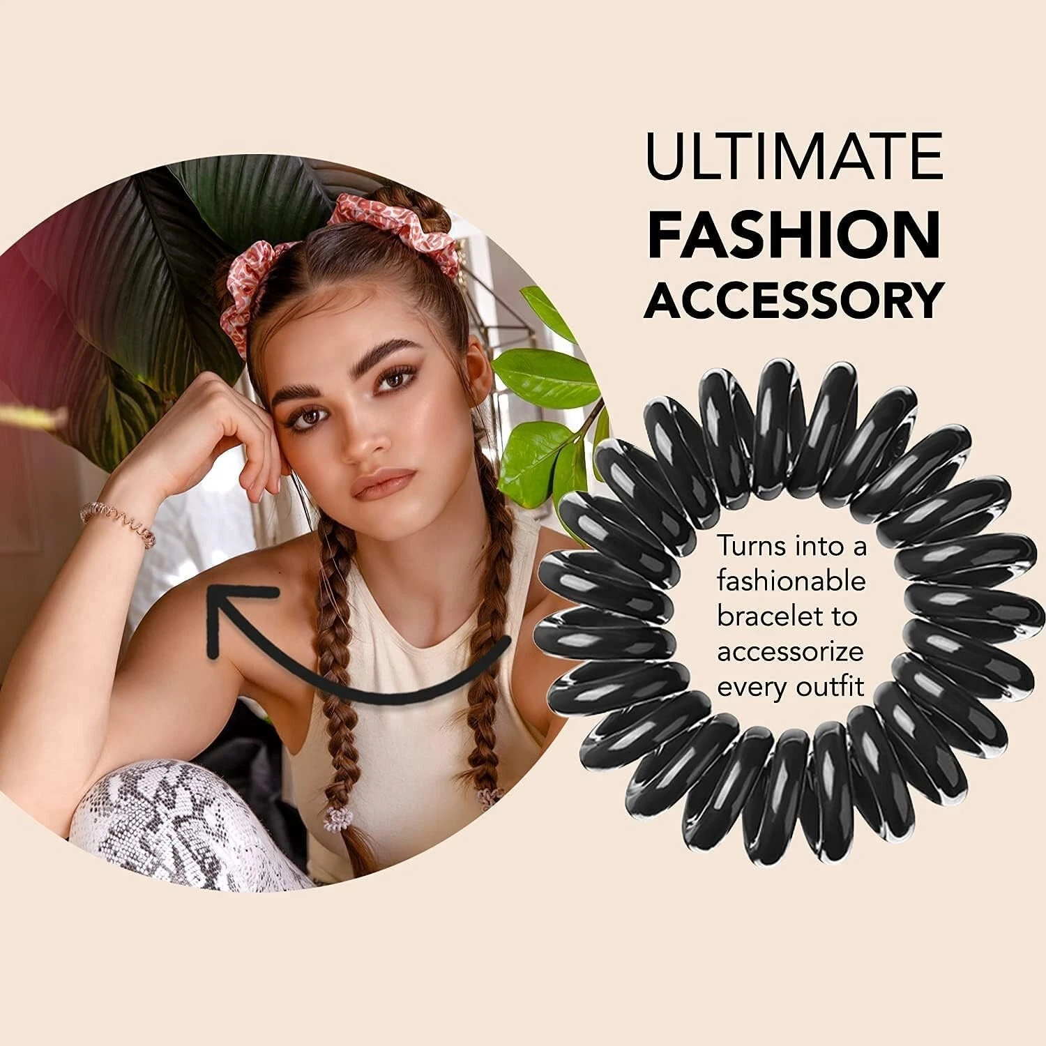 INVISIBOBBLE Original Black Spiral Hair Tie 3x3 Pack Traceless Strong Hold Hair Rings