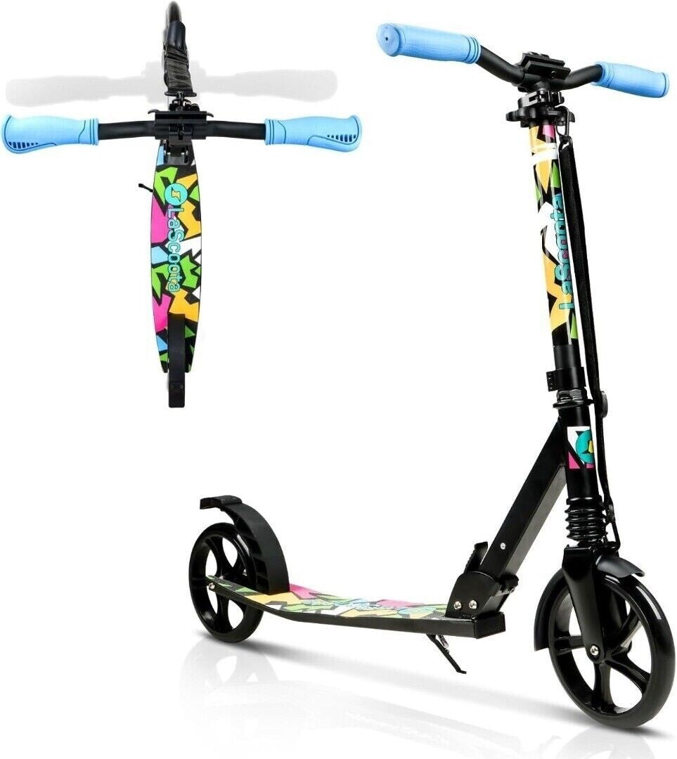 LaScoota Kick Scooter Foldable & Adjustable for Kids/Teens/Adults - Retro (Imperfect Box)