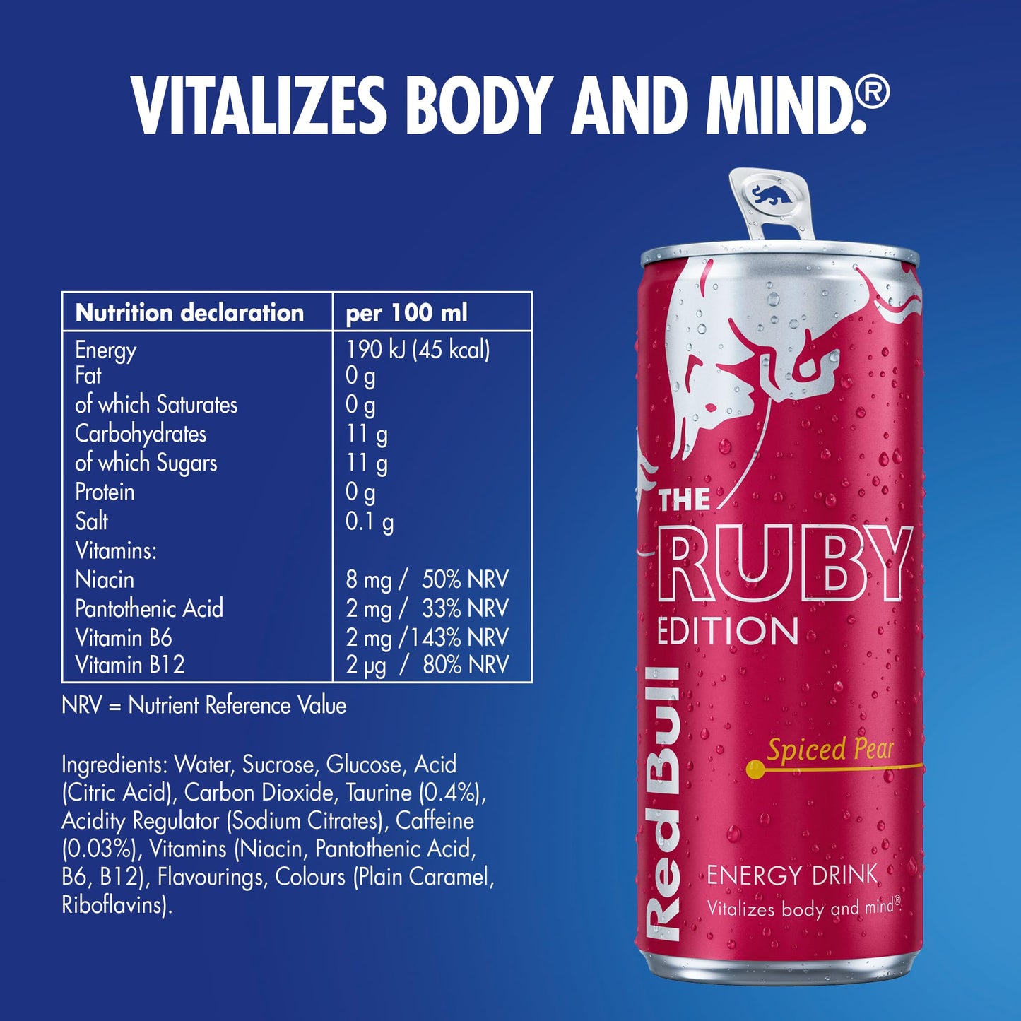 Red Bull Energy Drink Ruby Edition Spiced Pear 250ml x12 Pack