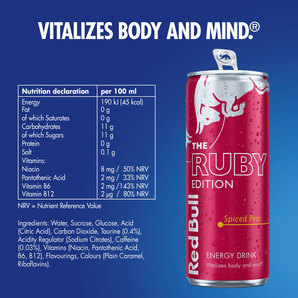 Red Bull Energy Drink Ruby Edition Spiced Pear 250ml x12 Pack