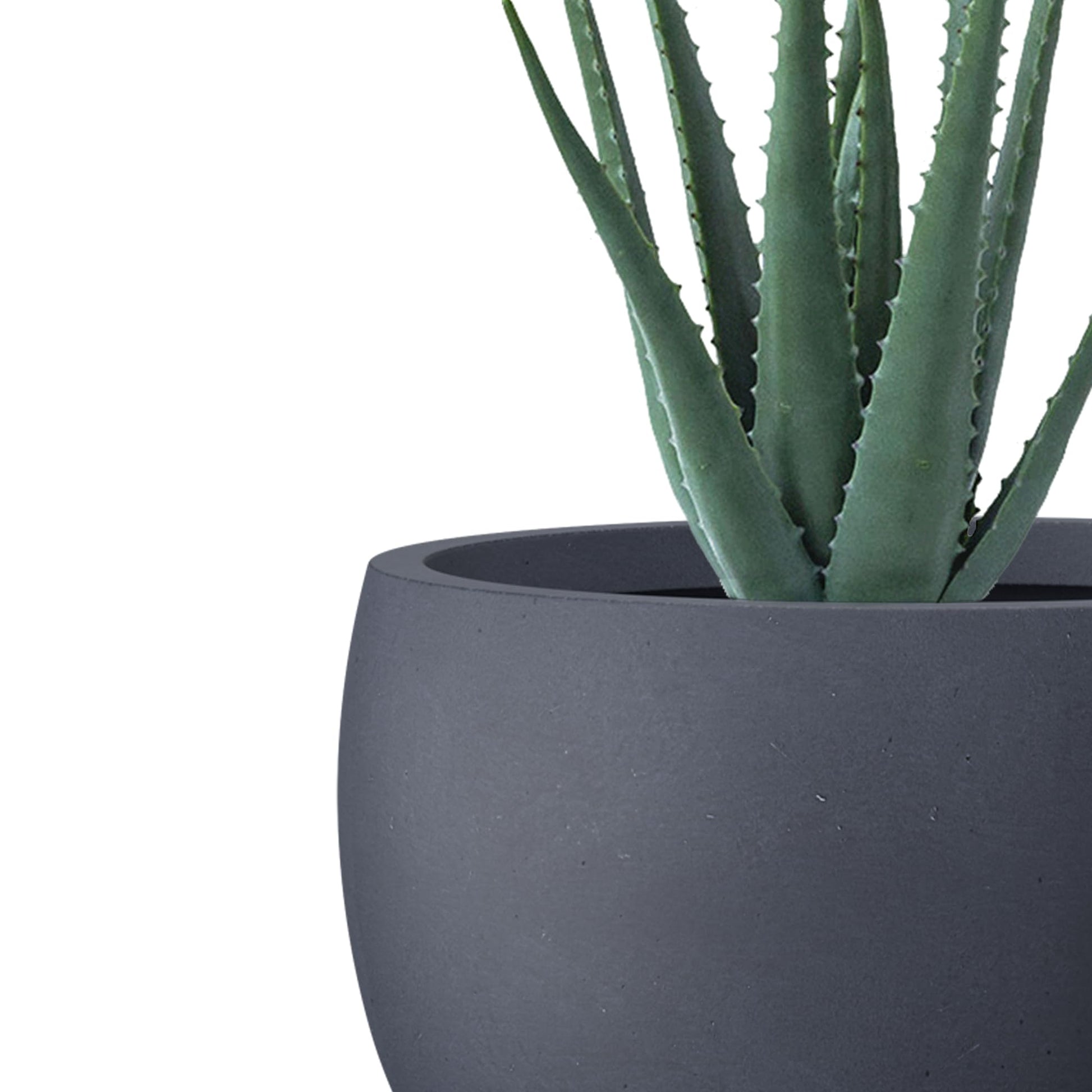 Large Concrete Planter in Charcoal 15.7 Inch / 40cm Round Garden Pot