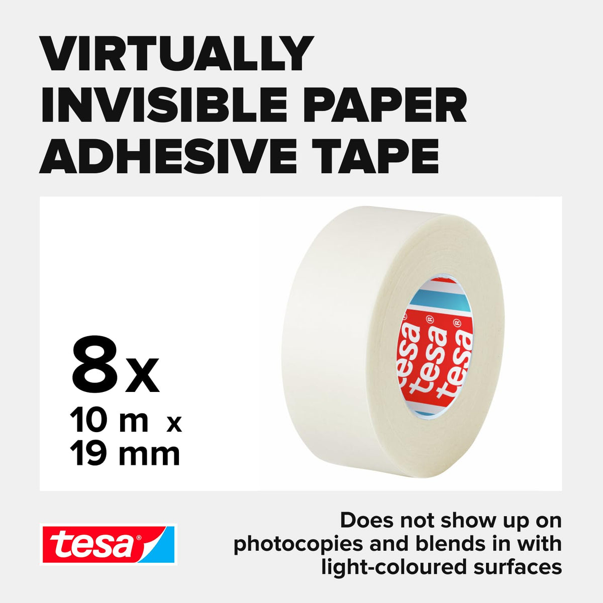 tesafilm PAPER Adhesive Tape Transparent 8 Rolls 10m x 19mm