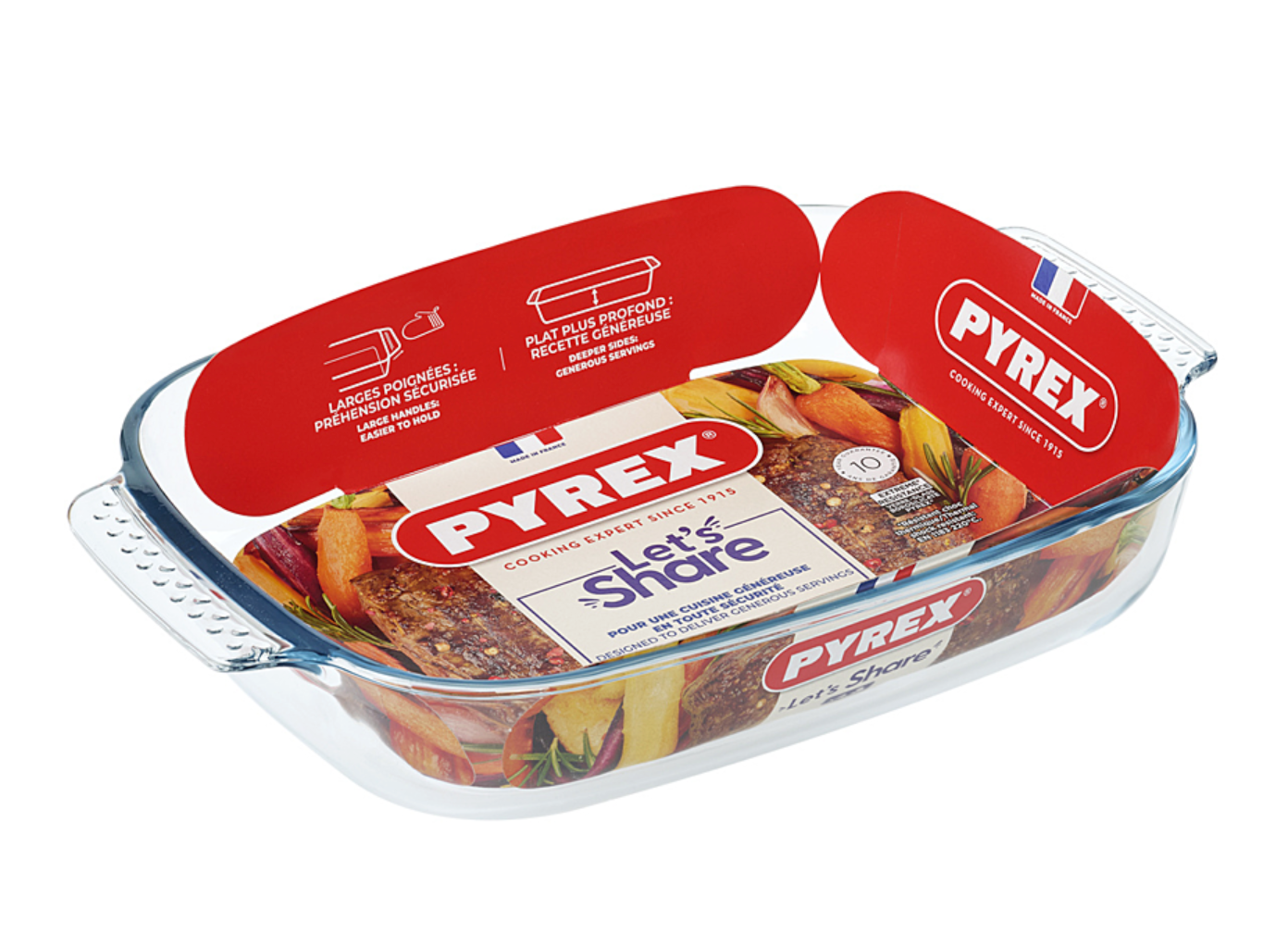 Pyrex Rectangular Classic Roaster Glass Dish 35 x 23cm Easy Grip Handles