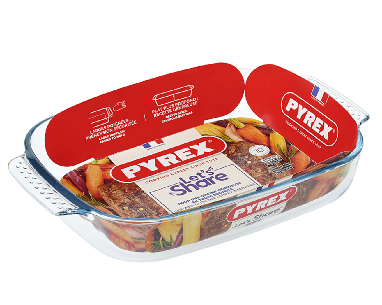 Pyrex Rectangular Classic Roaster Glass Dish 31 x 20cm 1.8 Litre Easy Grip
