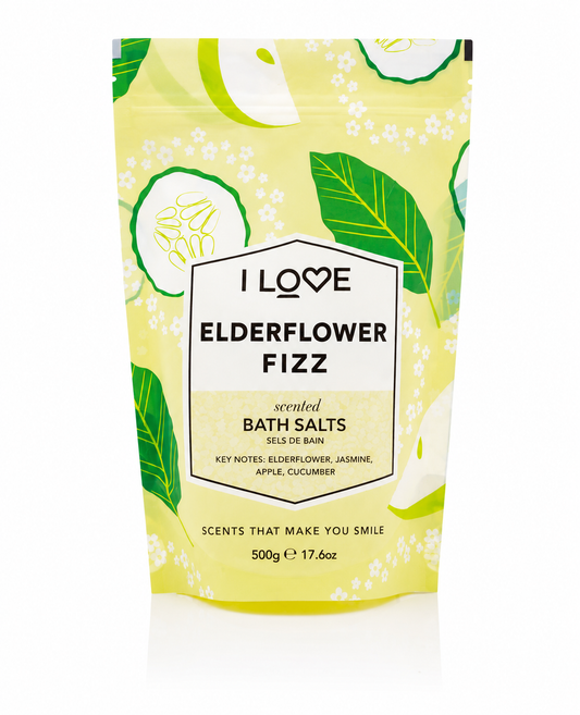 I LOVE Signature Elderflower Fizz Scented Bath Salts 500g - All Natural Ingredients
