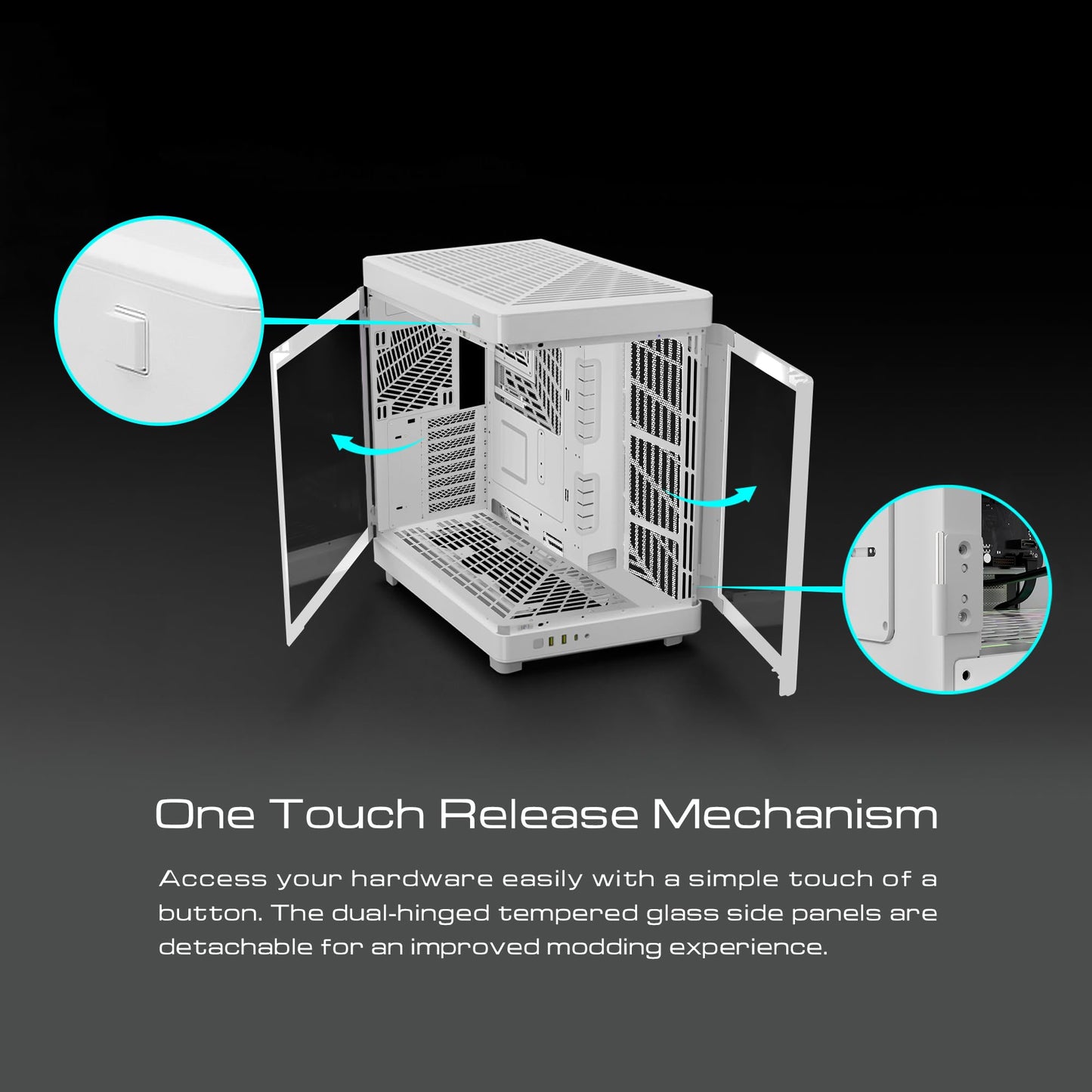 GAMDIAS NESO P1 White Full-Tower Gaming Case Dual Chamber Tempered Glass