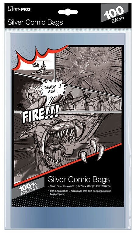Ultra Pro Silver Comic Bags Size 7-1/4" X 10-1/2" (100 Pack)