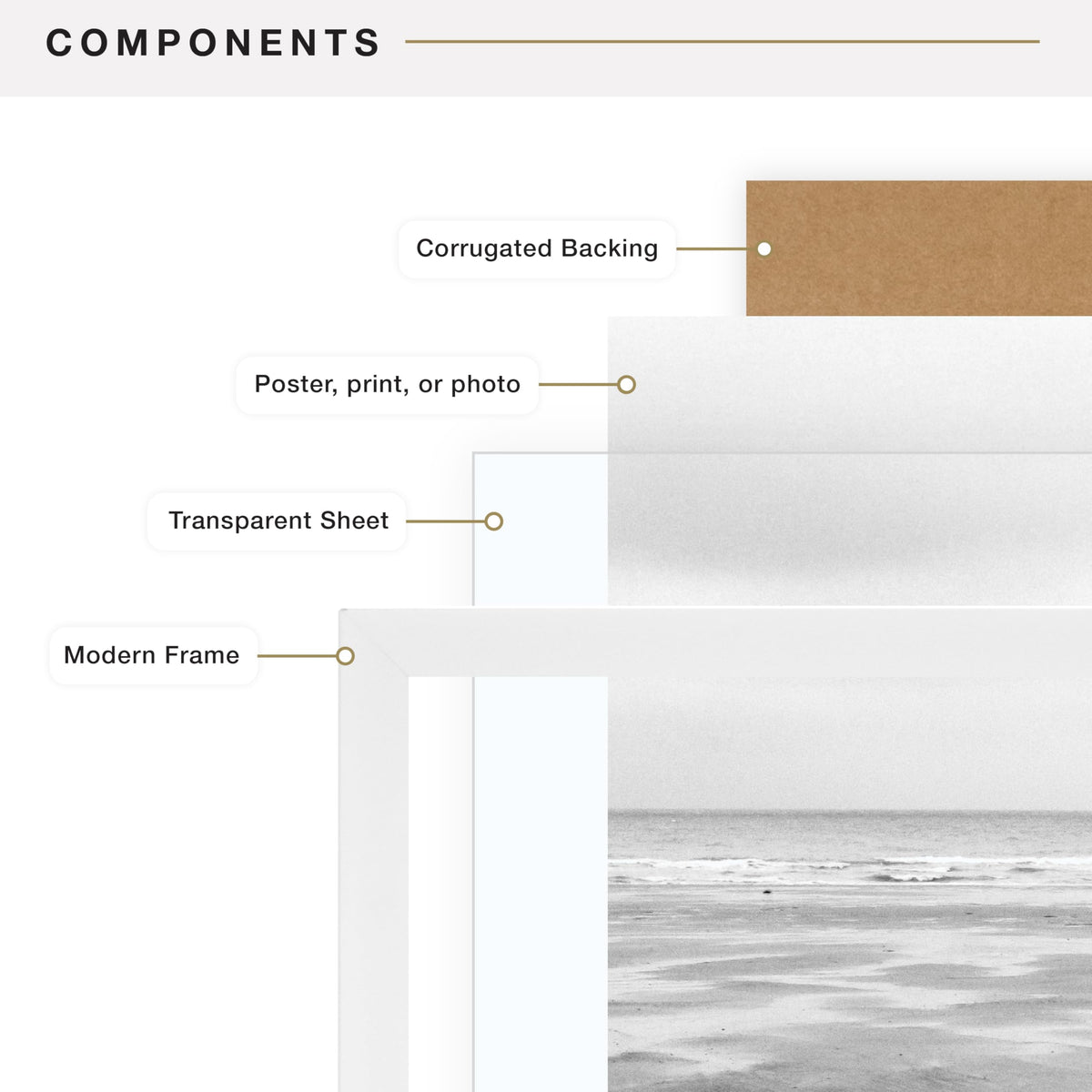 MCS Gallery Foundation 24x36 Poster Frame White, Vertical & Horizontal Wall Hanging Large Picture Frame for Photos, Posters & Art Prints