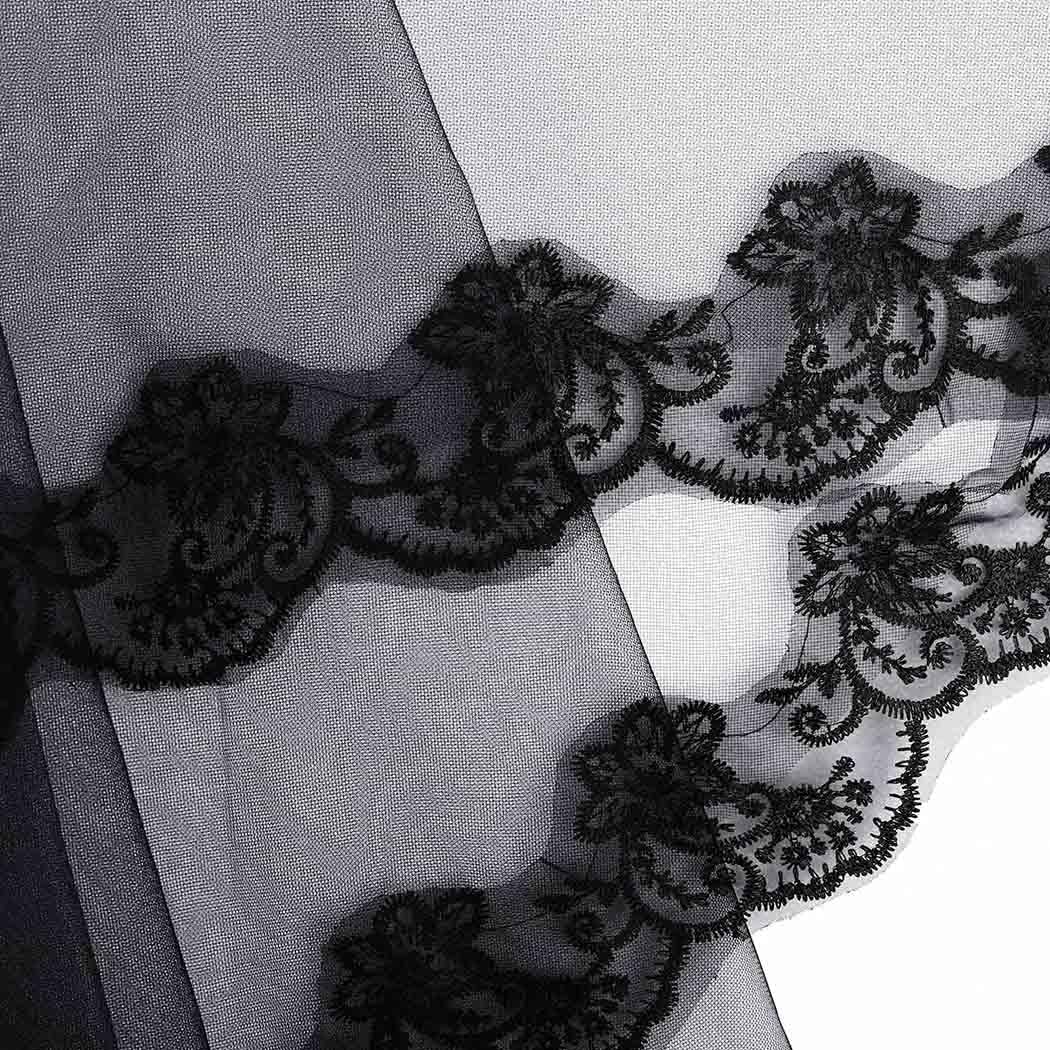 Acenail Black Veil Brides Wedding Long Pearl Lace Bridal Veil