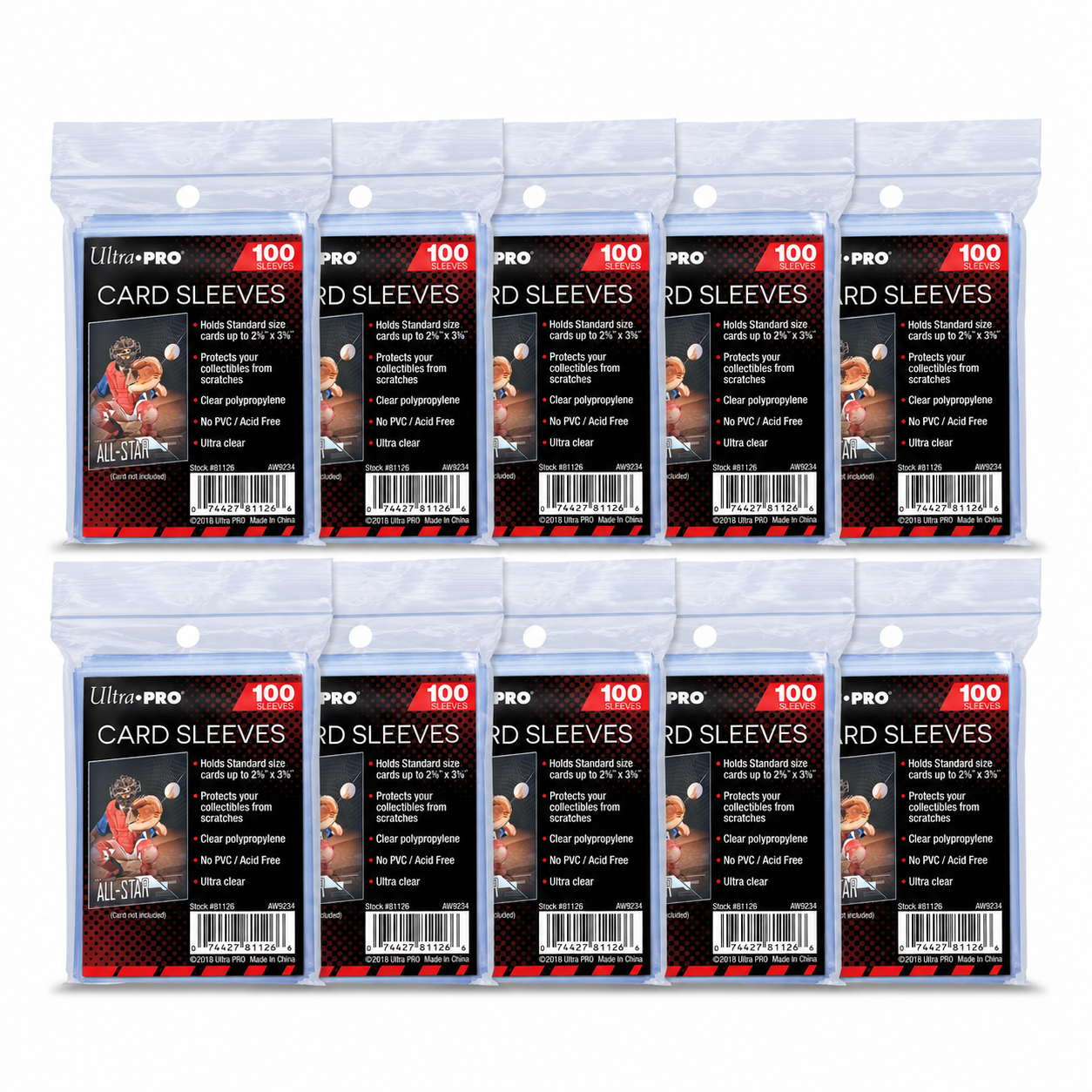 Ultra Pro 1000 Clear Soft Sleeves - 10 Packs Trading Card Protection, MTG/Sports/Pokemon