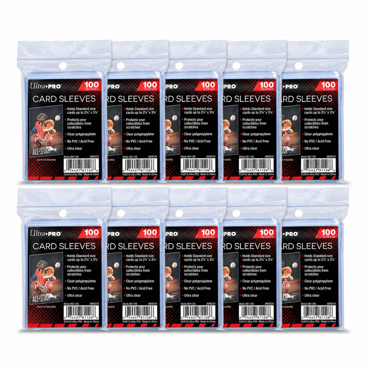 Ultra Pro 1000 Clear Soft Sleeves - 10 Packs Trading Card Protection, MTG/Sports/Pokemon