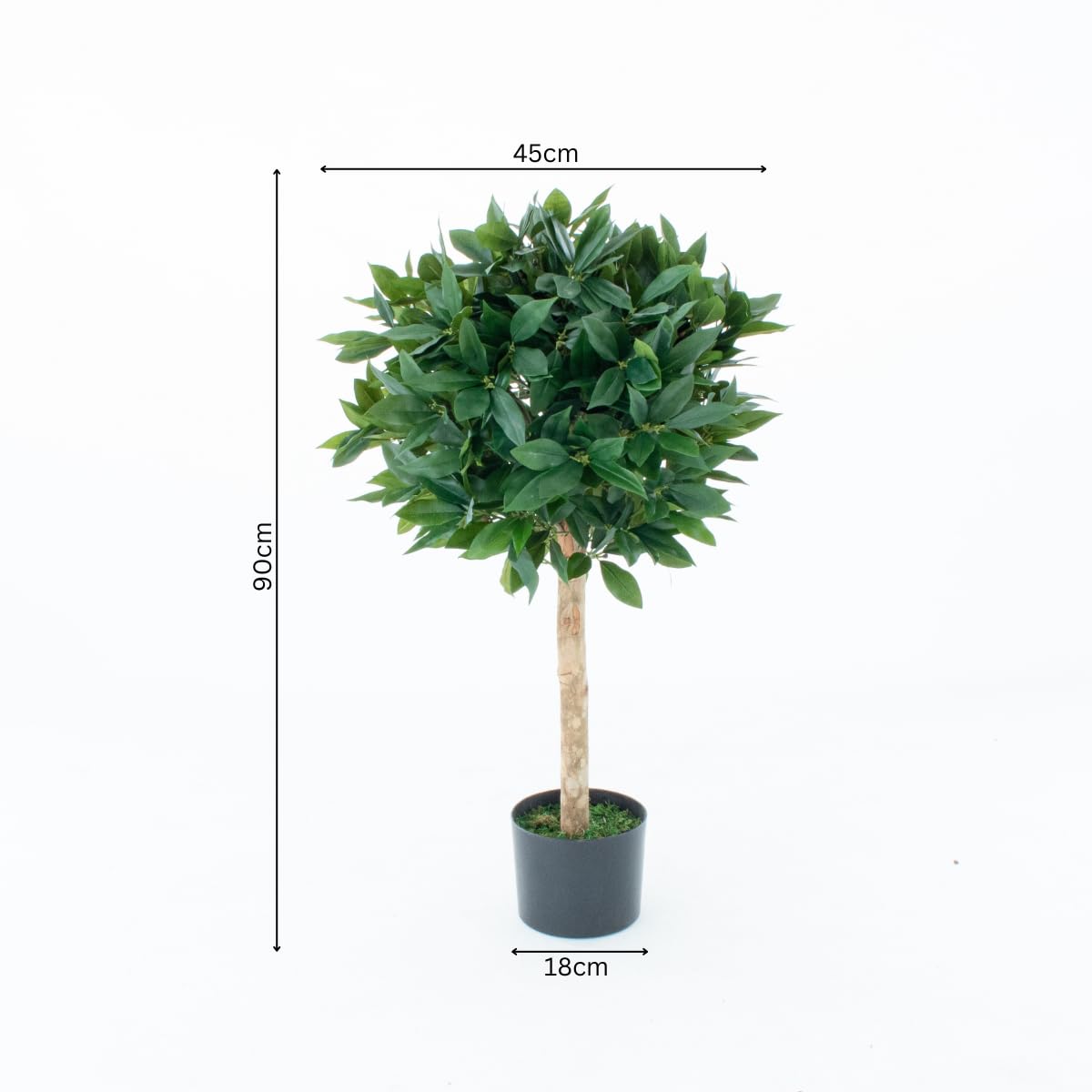 Artificial Bay Trees Set of 2, 4ft Topiary with Real Wood Trunk, UV Protected, Indoor/Outdoor 